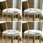 4'lü Kurumuş Tropik Yaprak Tasarımlı Dijital Baskılı Modern Yuvarlak Fermuarlı Sandalye Minderi Seti Realhomes