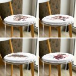 - RealHomes Yuvarlak Fermuarlı Sandalye Minderi - Realhomes  4'lü Beyaz Zemin Özel Tasarımlı Dijital Baskılı Modern Yuvarlak Fermuarlı Sandalye Minderi Seti Realhomes