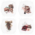 - RealHomes Yuvarlak Fermuarlı Sandalye Minderi - Realhomes  4'lü Beyaz Zemin Özel Tasarımlı Dijital Baskılı Modern Yuvarlak Fermuarlı Sandalye Minderi Seti Realhomes