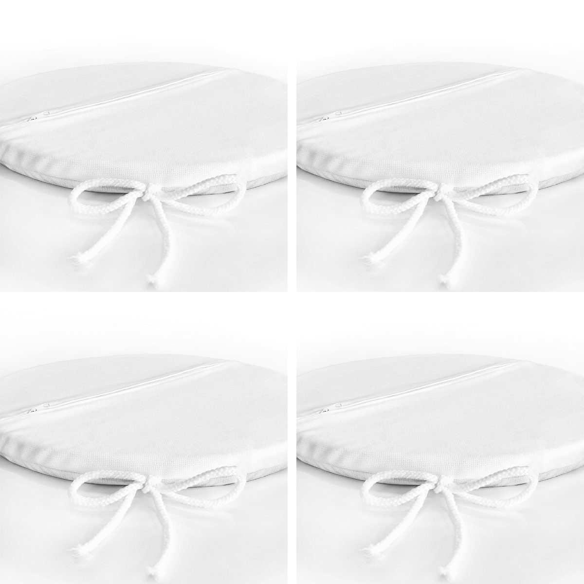 4'lü Beyaz Zemin Özel Tasarımlı Dijital Baskılı Modern Yuvarlak Fermuarlı Sandalye Minderi Seti Realhomes
