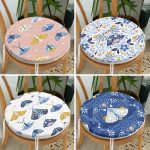 - RealHomes Yuvarlak Fermuarlı Sandalye Minderi - Realhomes  4'lü Kelebek Özel Tasarımlı Dijital Baskılı Modern Yuvarlak Fermuarlı Sandalye Minderi Seti Realhomes