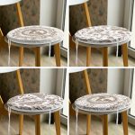 - RealHomes Yuvarlak Fermuarlı Sandalye Minderi - Realhomes 4'lü Beyaz Zemin Etnik Kara Kalem Çizimli Dijital Baskılı Modern Yuvarlak Fermuarlı Sandalye Minderi Seti Realhomes