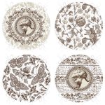 - RealHomes Yuvarlak Fermuarlı Sandalye Minderi - Realhomes 4'lü Beyaz Zemin Etnik Kara Kalem Çizimli Dijital Baskılı Modern Yuvarlak Fermuarlı Sandalye Minderi Seti Realhomes