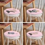 4'lü Pembe Zemin Üzeinde Gümüş Ve Gold Yaprak Tasarımlı Modern Yuvarlak Fermuarlı Sandalye Minderi Seti Realhomes