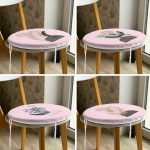 4'lü Pembe Zemin Üzeinde Gümüş Ve Gold Yaprak Tasarımlı Modern Yuvarlak Fermuarlı Sandalye Minderi Seti Realhomes