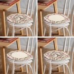 - RealHomes Yuvarlak Fermuarlı Sandalye Minderi - Realhomes 4'lü Krem Zemin Etnik Çizimli Dijital Baskılı Modern Yuvarlak Fermuarlı Sandalye Minderi Seti Realhomes