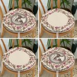 - RealHomes Yuvarlak Fermuarlı Sandalye Minderi - Realhomes 4'lü Krem Zemin Etnik Çizimli Dijital Baskılı Modern Yuvarlak Fermuarlı Sandalye Minderi Seti Realhomes