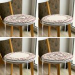 - RealHomes Yuvarlak Fermuarlı Sandalye Minderi - Realhomes 4'lü Krem Zemin Etnik Çizimli Dijital Baskılı Modern Yuvarlak Fermuarlı Sandalye Minderi Seti Realhomes