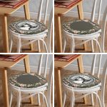 - RealHomes Yuvarlak Fermuarlı Sandalye Minderi - Realhomes 4'lü Etnik Çiçek Özel Tasarımlı Dijital Baskılı Modern Yuvarlak Fermuarlı Sandalye Minderi Seti Realhomes