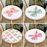 - RealHomes Yuvarlak Fermuarlı Sandalye Minderi - Realhomes 4'lü Renkli Kelebekler Özel Tasarım Dijital Baskılı Modern Yuvarlak Fermuarlı Sandalye Minderi Seti Realhomes