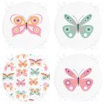 - RealHomes Yuvarlak Fermuarlı Sandalye Minderi - Realhomes 4'lü Renkli Kelebekler Özel Tasarım Dijital Baskılı Modern Yuvarlak Fermuarlı Sandalye Minderi Seti Realhomes