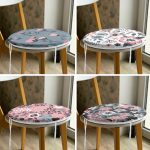 4'lü Renkli Zemin Çiçek Temalı Dijital Baskılı Modern Yuvarlak Fermuarlı Sandalye Minderi Seti Realhomes