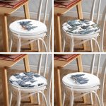 4'lü Özel Tasarım Geyikler & Çam Ağacı Motifli Dijital Baskılı Modern Yuvarlak Fermuarlı Sandalye Minderi Seti Realhomes