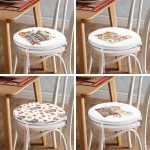 - RealHomes Yuvarlak Fermuarlı Sandalye Minderi - Realhomes  4'lü Kabak & Meyveler Özel Tasarım Dijital Baskılı Modern Yuvarlak Fermuarlı Sandalye Minderi Seti Realhomes