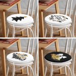 4'lü Siyah Beyaz Gold Detaylı Mery Christmas Temalı Dijital Baskılı Modern Yuvarlak Fermuarlı Sandalye Minderi Seti Realhomes