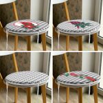 - RealHomes Yuvarlak Fermuarlı Sandalye Minderi - Realhomes  4'lü Gri Ekose Zeminli Kuş Tasarımlı Dijital Baskılı Modern Yuvarlak Fermuarlı Sandalye Minderi Seti Realhomes