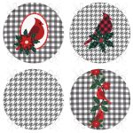 - RealHomes Yuvarlak Fermuarlı Sandalye Minderi - Realhomes  4'lü Gri Ekose Zeminli Kuş Tasarımlı Dijital Baskılı Modern Yuvarlak Fermuarlı Sandalye Minderi Seti Realhomes