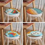 4'lü Etnik Tasarımlı Renkli Dijital Baskılı Modern Yuvarlak Fermuarlı Sandalye Minderi Seti Realhomes