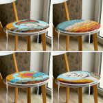 4'lü Etnik Tasarımlı Renkli Dijital Baskılı Modern Yuvarlak Fermuarlı Sandalye Minderi Seti Realhomes