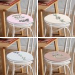 - RealHomes Yuvarlak Fermuarlı Sandalye Minderi - Realhomes  4'lü Renkli Zemin Yaprak Dalları Özel Tasarım Dijital Baskılı Modern Yuvarlak Fermuarlı Sandalye Minderi Seti Realhomes