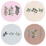 - RealHomes Yuvarlak Fermuarlı Sandalye Minderi - Realhomes  4'lü Renkli Zemin Yaprak Dalları Özel Tasarım Dijital Baskılı Modern Yuvarlak Fermuarlı Sandalye Minderi Seti Realhomes