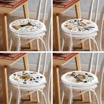 4'lü Kahve & Siyah Renkli Özel Tasarım Dijital Baskılı Modern Yuvarlak Fermuarlı Sandalye Minderi Seti Realhomes