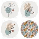 4'lü Antik Yunan Tanrısı Ve Portre Motifli Özel Tasarım Dijital Baskılı Modern Yuvarlak Fermuarlı Sandalye Minderi Seti Realhomes