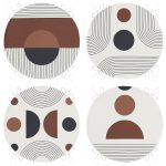 4'lü Özel Tasarım İskandinav Motifli Dijital Baskılı Modern Yuvarlak Fermuarlı Sandalye Minderi Seti Realhomes