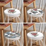 - RealHomes Yuvarlak Fermuarlı Sandalye Minderi - Realhomes 4'lü Bağ Evi Özel Tasarım Kış Temalı Dijital Baskılı Modern Yuvarlak Fermuarlı Sandalye Minderi Seti Realhomes