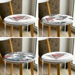 - RealHomes Yuvarlak Fermuarlı Sandalye Minderi - Realhomes 4'lü Bağ Evi Özel Tasarım Kış Temalı Dijital Baskılı Modern Yuvarlak Fermuarlı Sandalye Minderi Seti Realhomes