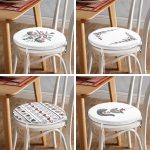 4'lü Etnik Kuş Tasarımlı Dijital Baskılı Modern Yuvarlak Fermuarlı Sandalye Minderi Seti Realhomes