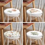 - RealHomes Yuvarlak Fermuarlı Sandalye Minderi - Realhomes  4'lü Çiçek Desenli Özel Tasarım Dijital Baskılı Modern Yuvarlak Fermuarlı Sandalye Minderi Seti Realhomes