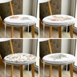 - RealHomes Yuvarlak Fermuarlı Sandalye Minderi - Realhomes  4'lü Çiçek Desenli Özel Tasarım Dijital Baskılı Modern Yuvarlak Fermuarlı Sandalye Minderi Seti Realhomes