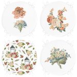 - RealHomes Yuvarlak Fermuarlı Sandalye Minderi - Realhomes  4'lü Çiçek Desenli Özel Tasarım Dijital Baskılı Modern Yuvarlak Fermuarlı Sandalye Minderi Seti Realhomes