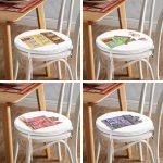 - RealHomes Yuvarlak Fermuarlı Sandalye Minderi - Realhomes 4'lü Renkli Evler Özel Tasarım Dijital Baskılı Modern Yuvarlak Fermuarlı Sandalye Minderi Seti Realhomes