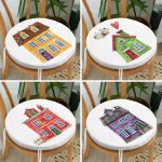 - RealHomes Yuvarlak Fermuarlı Sandalye Minderi - Realhomes 4'lü Renkli Evler Özel Tasarım Dijital Baskılı Modern Yuvarlak Fermuarlı Sandalye Minderi Seti Realhomes