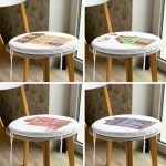 - RealHomes Yuvarlak Fermuarlı Sandalye Minderi - Realhomes 4'lü Renkli Evler Özel Tasarım Dijital Baskılı Modern Yuvarlak Fermuarlı Sandalye Minderi Seti Realhomes