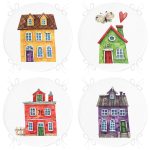 - RealHomes Yuvarlak Fermuarlı Sandalye Minderi - Realhomes 4'lü Renkli Evler Özel Tasarım Dijital Baskılı Modern Yuvarlak Fermuarlı Sandalye Minderi Seti Realhomes