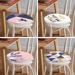 - RealHomes Yuvarlak Fermuarlı Sandalye Minderi - Realhomes 4'lü Happy New Year Temalı Dijital Baskılı Modern Yuvarlak Fermuarlı Sandalye Minderi Seti Realhomes