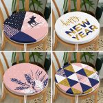 - RealHomes Yuvarlak Fermuarlı Sandalye Minderi - Realhomes 4'lü Happy New Year Temalı Dijital Baskılı Modern Yuvarlak Fermuarlı Sandalye Minderi Seti Realhomes