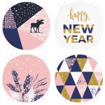 - RealHomes Yuvarlak Fermuarlı Sandalye Minderi - Realhomes 4'lü Happy New Year Temalı Dijital Baskılı Modern Yuvarlak Fermuarlı Sandalye Minderi Seti Realhomes