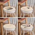 - RealHomes Yuvarlak Fermuarlı Sandalye Minderi - Realhomes  4'lü Vizon Zeminli Etnik Çizimli Dijital Baskılı Modern Yuvarlak Fermuarlı Sandalye Minderi Seti Realhomes