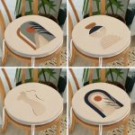 - RealHomes Yuvarlak Fermuarlı Sandalye Minderi - Realhomes  4'lü Vizon Zeminli Etnik Çizimli Dijital Baskılı Modern Yuvarlak Fermuarlı Sandalye Minderi Seti Realhomes