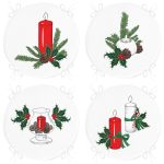 - RealHomes Yuvarlak Fermuarlı Sandalye Minderi - Realhomes  4'lü Kırmızı Mum Şamdan Tasarımlı Dijital Baskılı Modern Yuvarlak Fermuarlı Sandalye Minderi Seti Realhomes