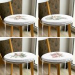 - RealHomes Yuvarlak Fermuarlı Sandalye Minderi - Realhomes  4'lü Egzotik Yaprak Tasarımlı Dijital Baskılı Modern Yuvarlak Fermuarlı Sandalye Minderi Seti Realhomes