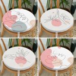 - RealHomes Yuvarlak Fermuarlı Sandalye Minderi - Realhomes  4'lü Beyaz Zemin Üzeinde Botanik Portre Çizimli Özel Tasarım Dijital Basklı Modern Yuvarlak Fermuarlı Sandalye Minderi Seti Realhomes