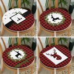 - RealHomes Yuvarlak Fermuarlı Sandalye Minderi - Realhomes  4'lü Kırmızı Ekose Mery Christmas Özel Tasarımlı Dijital Baskılı Modern Yuvarlak Fermuarlı Sandalye Minderi Seti Realhomes