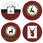 - RealHomes Yuvarlak Fermuarlı Sandalye Minderi - Realhomes  4'lü Kırmızı Ekose Mery Christmas Özel Tasarımlı Dijital Baskılı Modern Yuvarlak Fermuarlı Sandalye Minderi Seti Realhomes