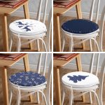 - RealHomes Yuvarlak Fermuarlı Sandalye Minderi - Realhomes  4'lü Lacivert Yılbaşı Temalı Dijital Baskılı Modern Yuvarlak Fermuarlı Sandalye Minderi Seti Realhomes