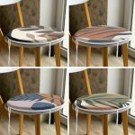 - RealHomes Yuvarlak Fermuarlı Sandalye Minderi - Realhomes  4'lü Özel Tasarım İnce Dal Yaprakları Dijital Baskılı Modern Yuvarlak Fermuarlı Sandalye Minderi Seti Realhomes